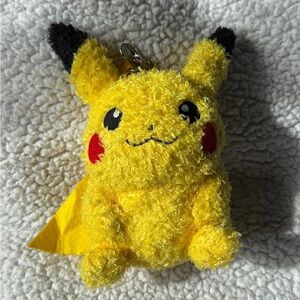 Sekiguchi Pokemon Pikachu Fluffy stuffed Yellow Pikachu Plush Keychain